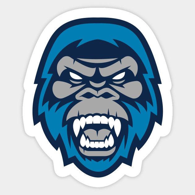 Unleash the Mystery: Growling Blue and Gray Big Foot Cryptid Sports Mascot T-shirt Sticker by CC0hort